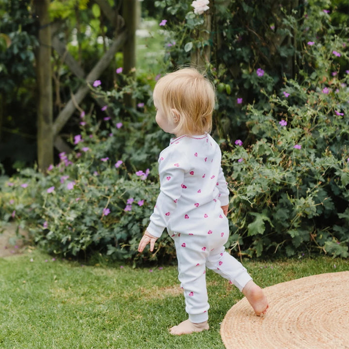 Rosa & Blue Sleepsuit Picot Edge - Pink Heart-Sleepsuits-Pink Heart-0-3m | Natural Baby Shower
