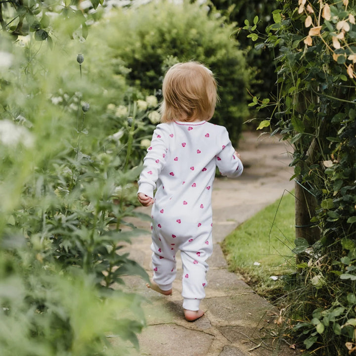 Rosa & Blue Sleepsuit Picot Edge - Pink Heart-Sleepsuits-Pink Heart-0-3m | Natural Baby Shower