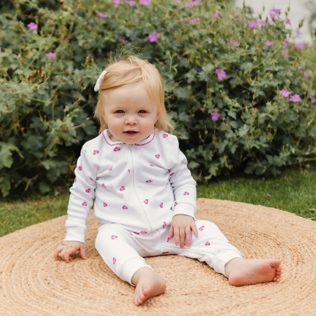 Rosa & Blue Sleepsuit Picot Edge - Pink Heart-Sleepsuits-Pink Heart-0-3m | Natural Baby Shower