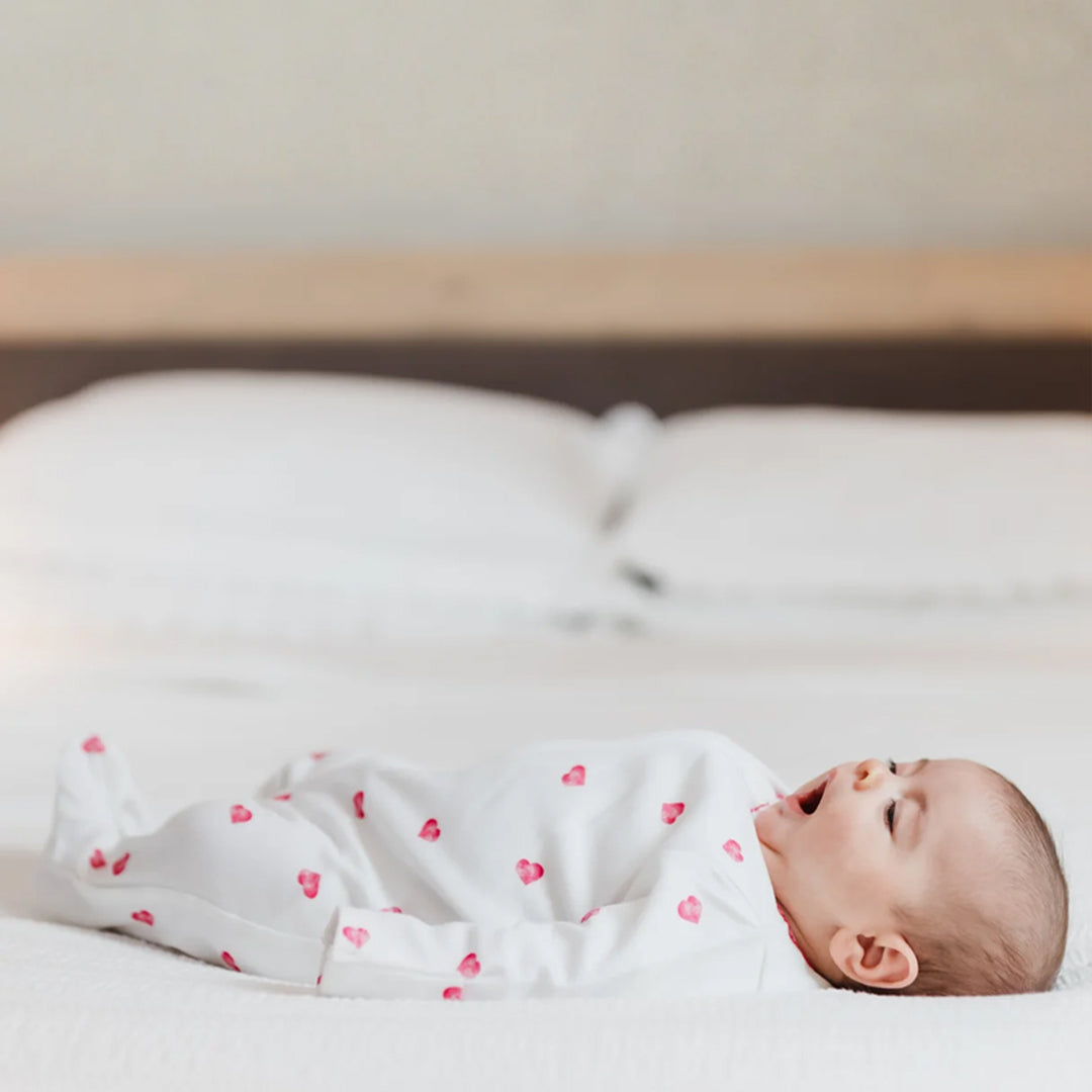Rosa & Blue Sleepsuit Picot Edge - Pink Heart-Sleepsuits-Pink Heart-0-3m | Natural Baby Shower
