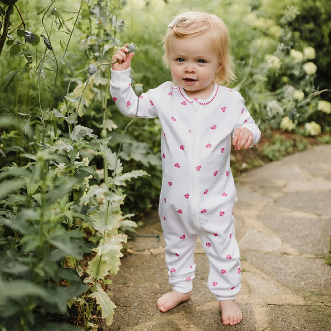 Rosa & Blue Sleepsuit Picot Edge - Pink Heart-Sleepsuits-Pink Heart-0-3m | Natural Baby Shower