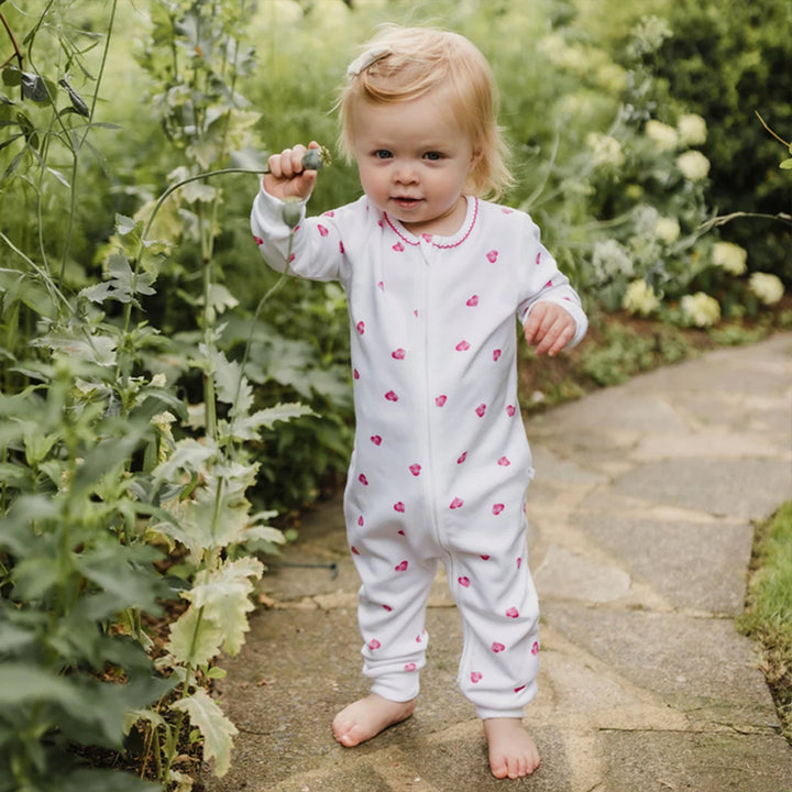 Rosa & Blue Sleepsuit Picot Edge - Pink Heart-Sleepsuits-Pink Heart-0-3m | Natural Baby Shower
