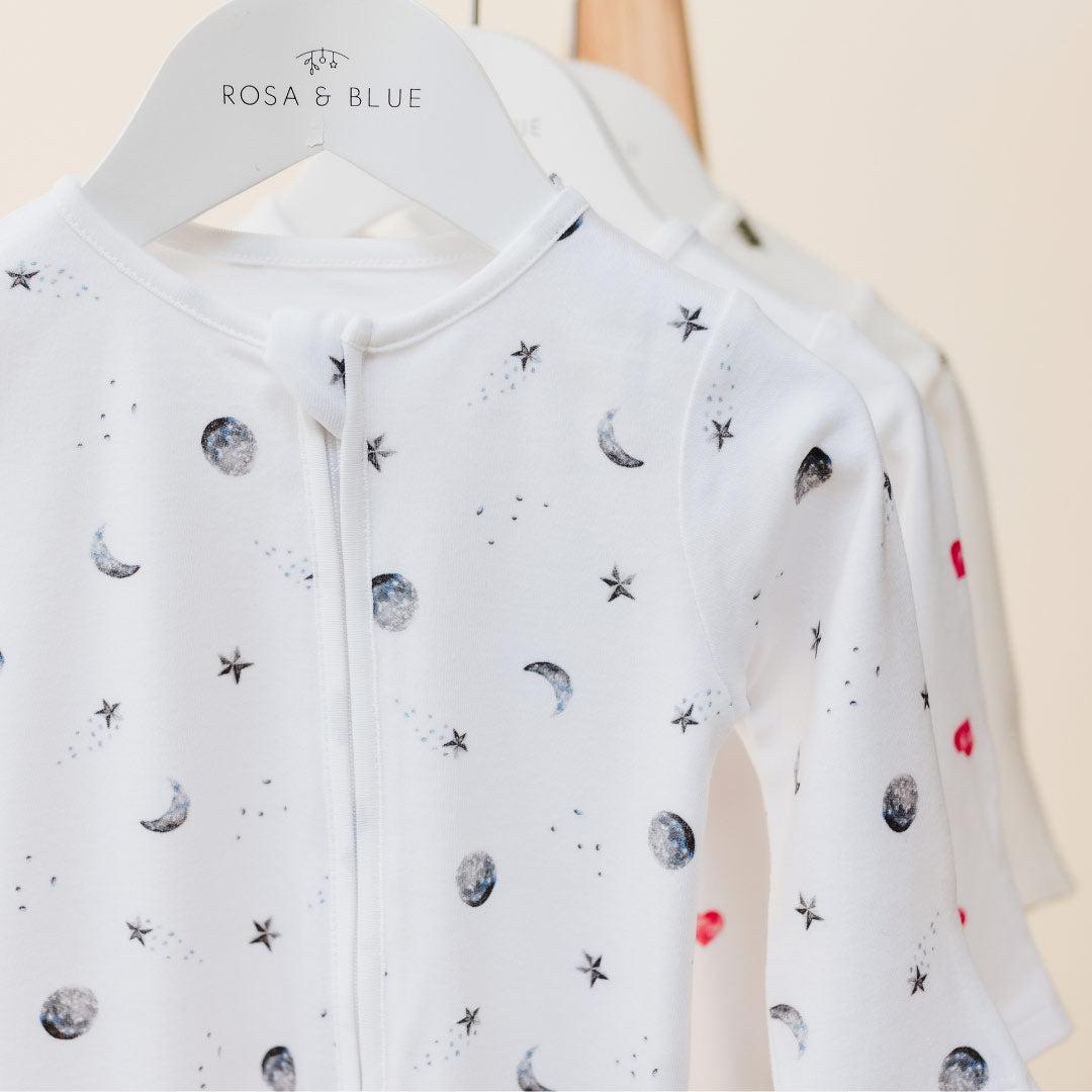 Rosa & Blue Sleepsuit - Starlit Moon-Sleepsuits-Starlit Moon-Newborn | Natural Baby Shower