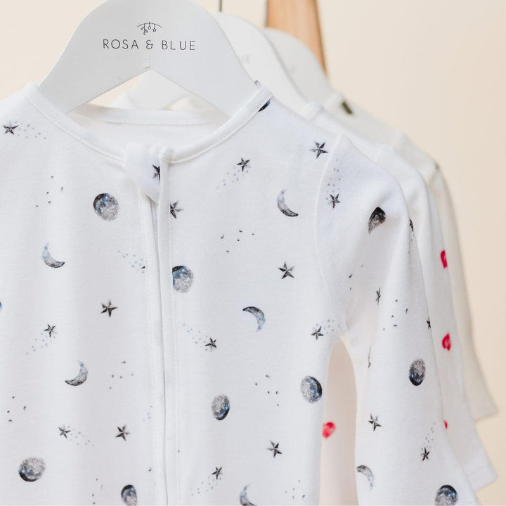 Rosa & Blue Sleepsuit - Starlit Moon-Sleepsuits-Starlit Moon-Newborn | Natural Baby Shower