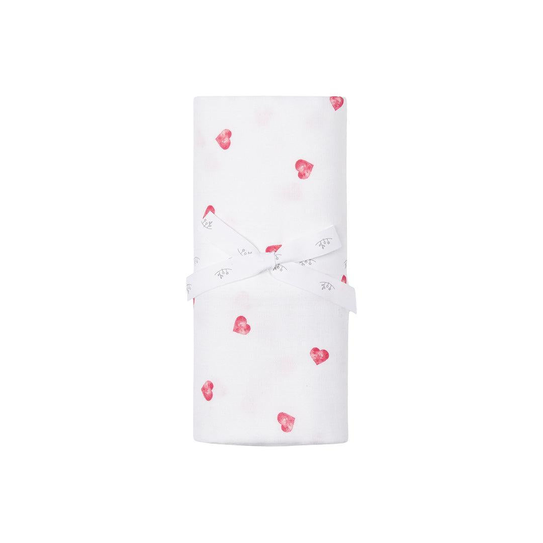 Rosa & Blue Muslin Swaddle - Pink Heart-Swaddling Wraps-Pink Heart-110x110cm | Natural Baby Shower