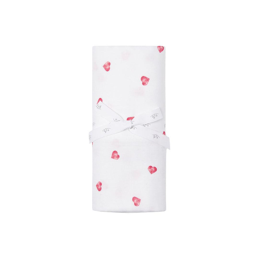 Rosa & Blue Muslin Swaddle - Pink Heart-Swaddling Wraps-Pink Heart-110x110cm | Natural Baby Shower