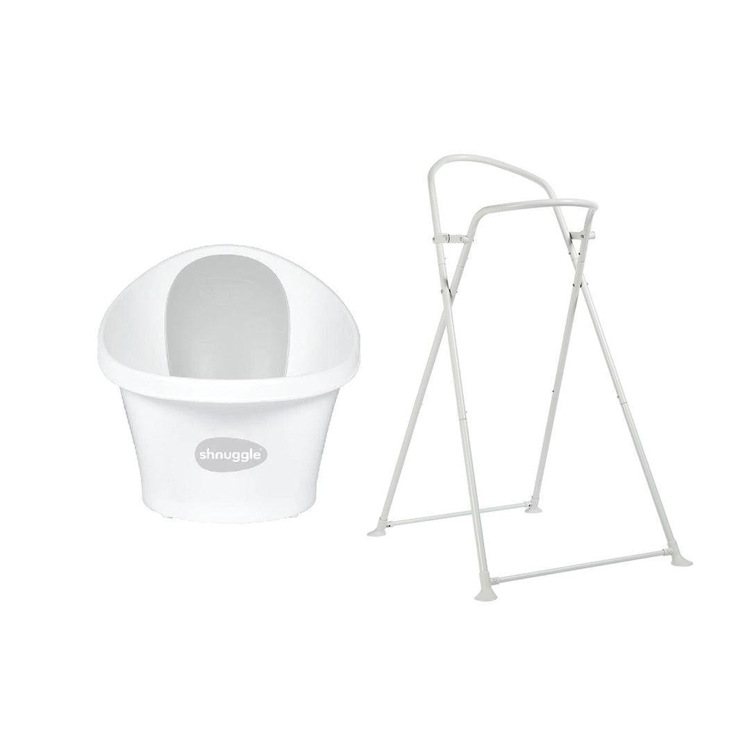 Shnuggle Baby Bath + Plug - White + Grey Backrest-Baths- | Natural Baby Shower