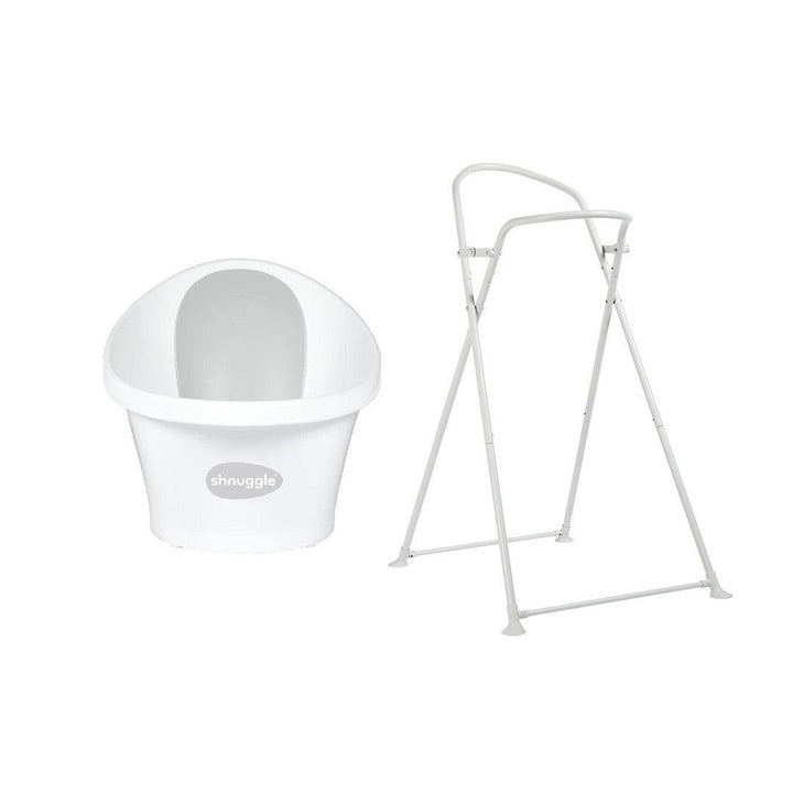 Shnuggle Baby Bath + Plug - White + Grey Backrest-Baths- | Natural Baby Shower
