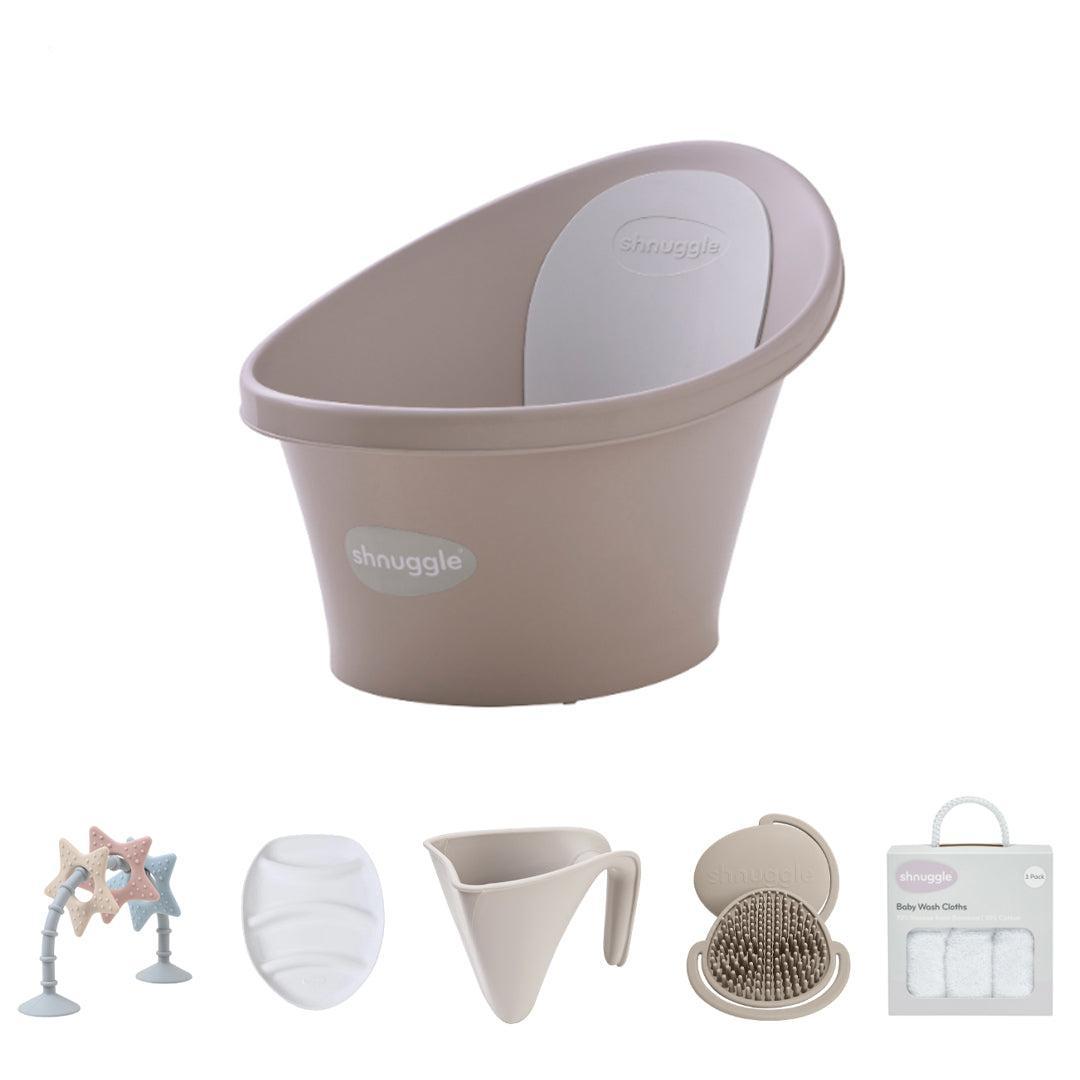 Shnuggle Baby Bath Essentials Bundle - Taupe-Bathing Care-Taupe- | Natural Baby Shower