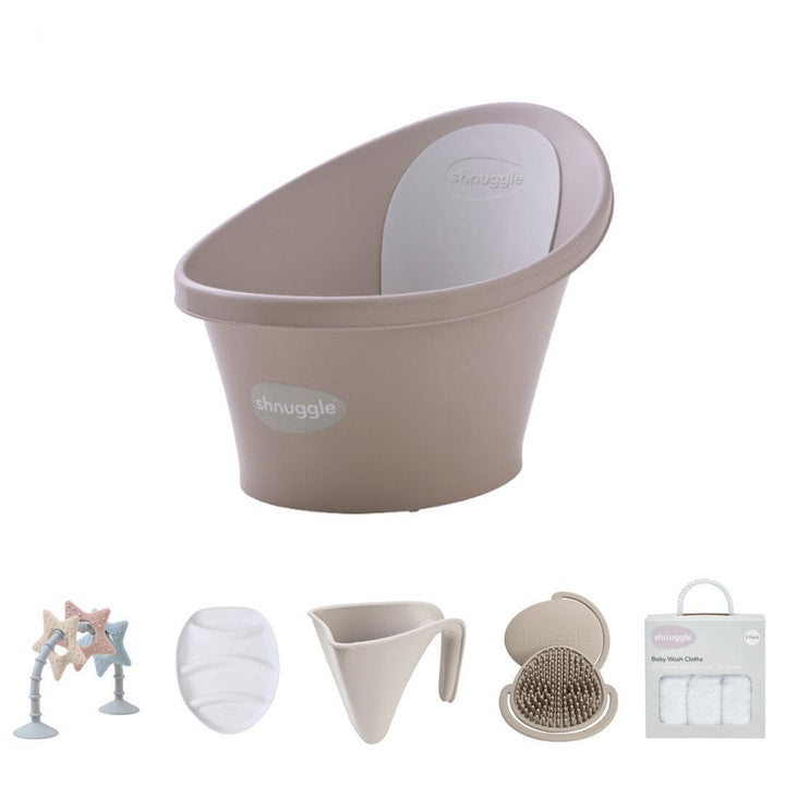 Shnuggle Baby Bath Essentials Bundle - Taupe-Bathing Care-Taupe- | Natural Baby Shower
