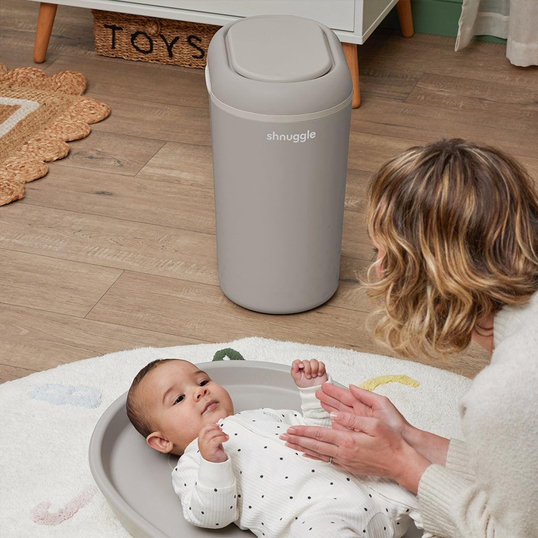 Shnuggle Eco Touch Nappy Bin - Taupe-Nappy Laundry + Storage-Taupe- | Natural Baby Shower
