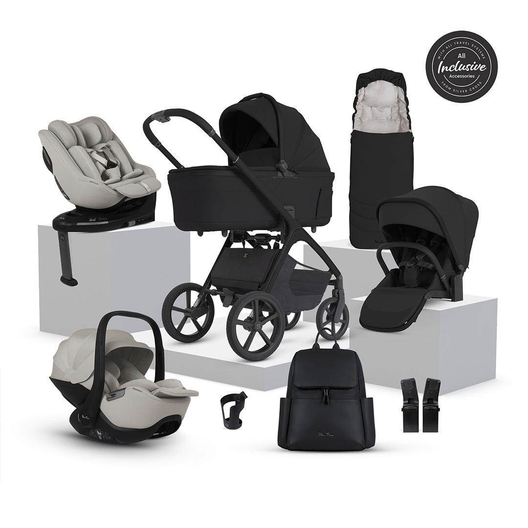 Silver Cross Cove 2 Ultimate 360 Family Car Seat Bundle-Travel Systems-Onyx-Natural Taupe | Natural Baby Shower