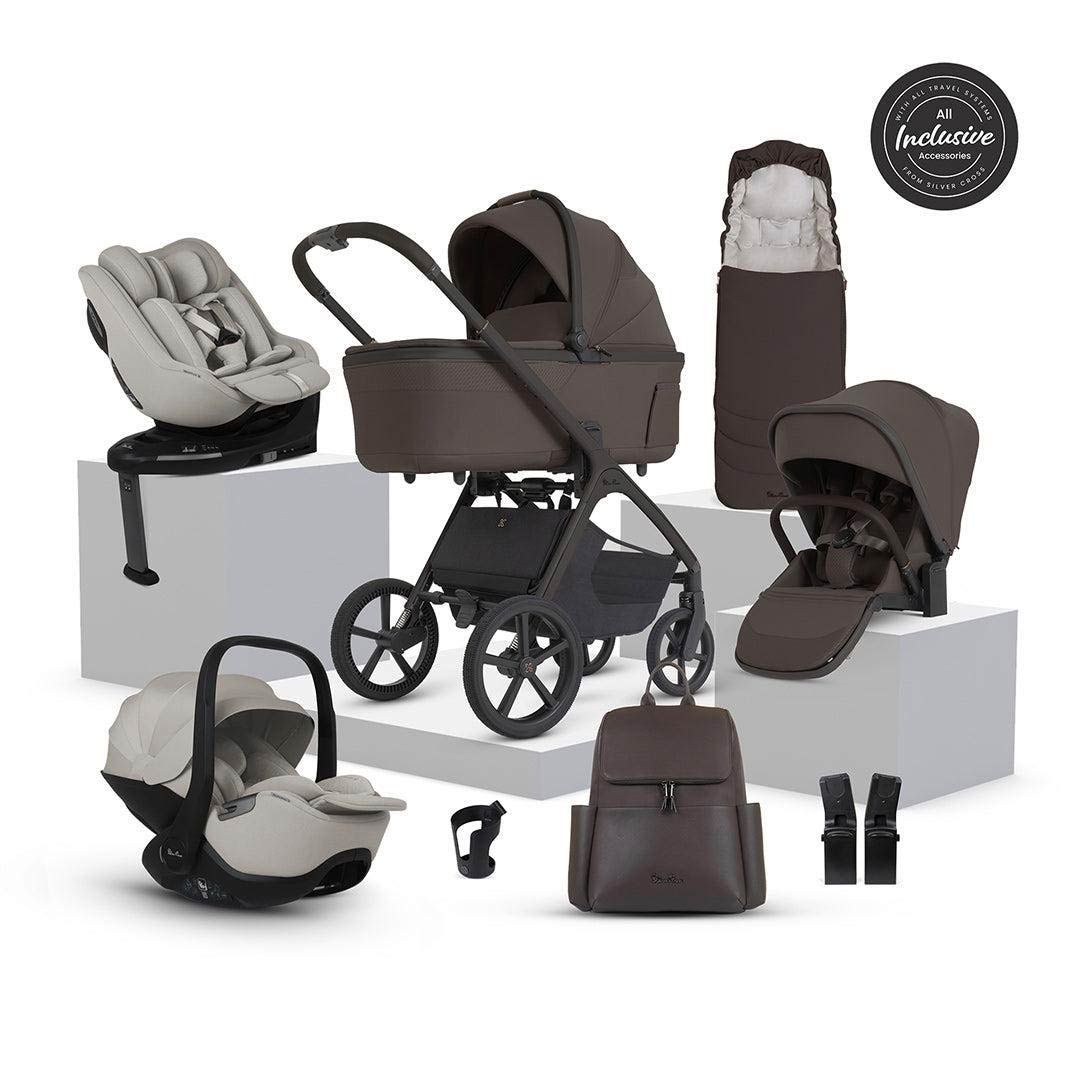 Silver Cross Cove 2 Ultimate 360 Family Car Seat Bundle-Travel Systems-Chocolate-Natural Taupe | Natural Baby Shower