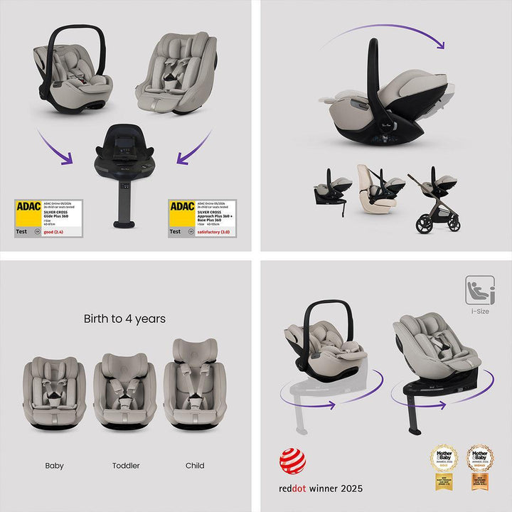 Silver Cross Cove 2 Ultimate 360 Family Car Seat Bundle-Travel Systems-Champagne- | Natural Baby Shower