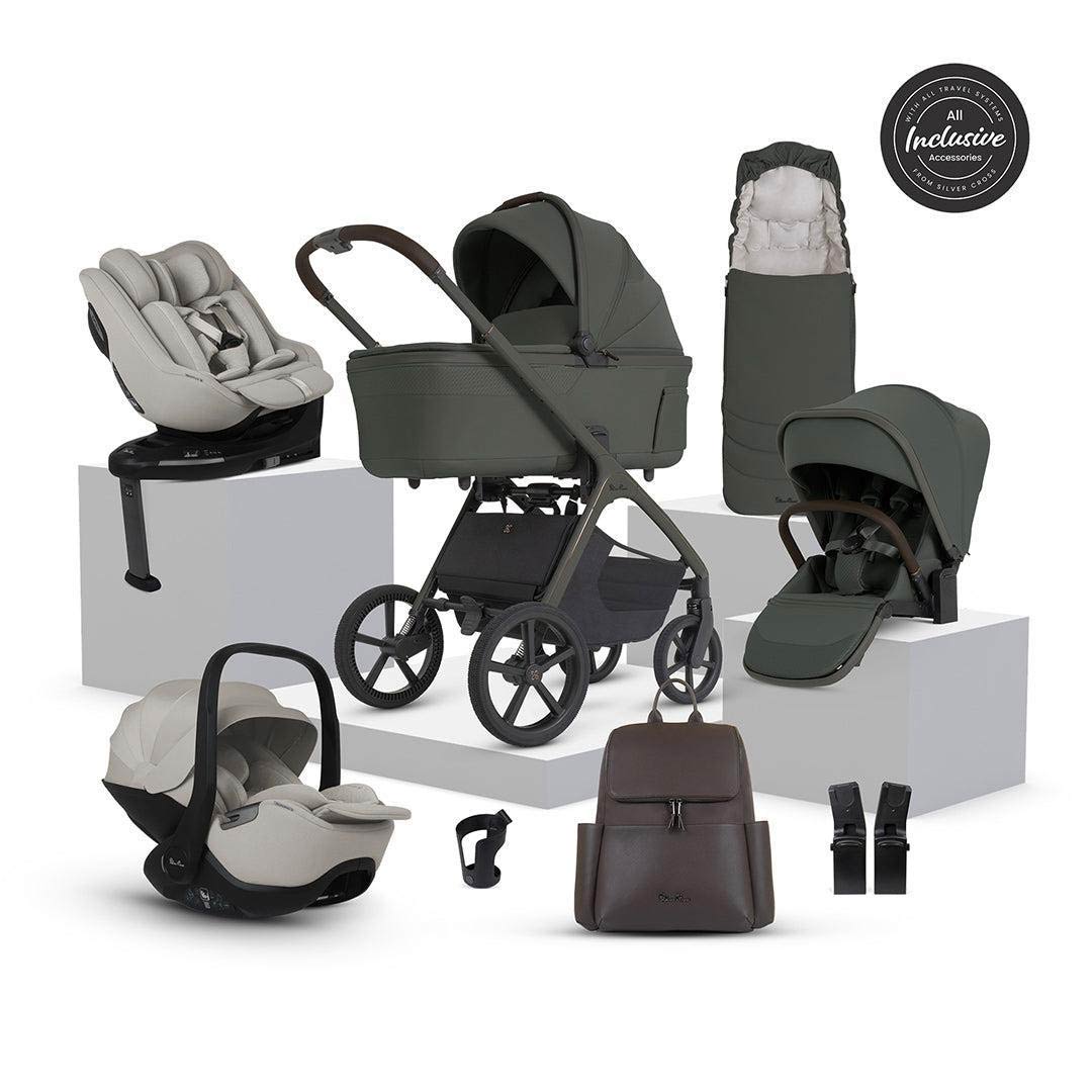 Silver Cross Cove 2 Ultimate 360 Family Car Seat Bundle-Travel Systems-Pewter-Natural Taupe | Natural Baby Shower