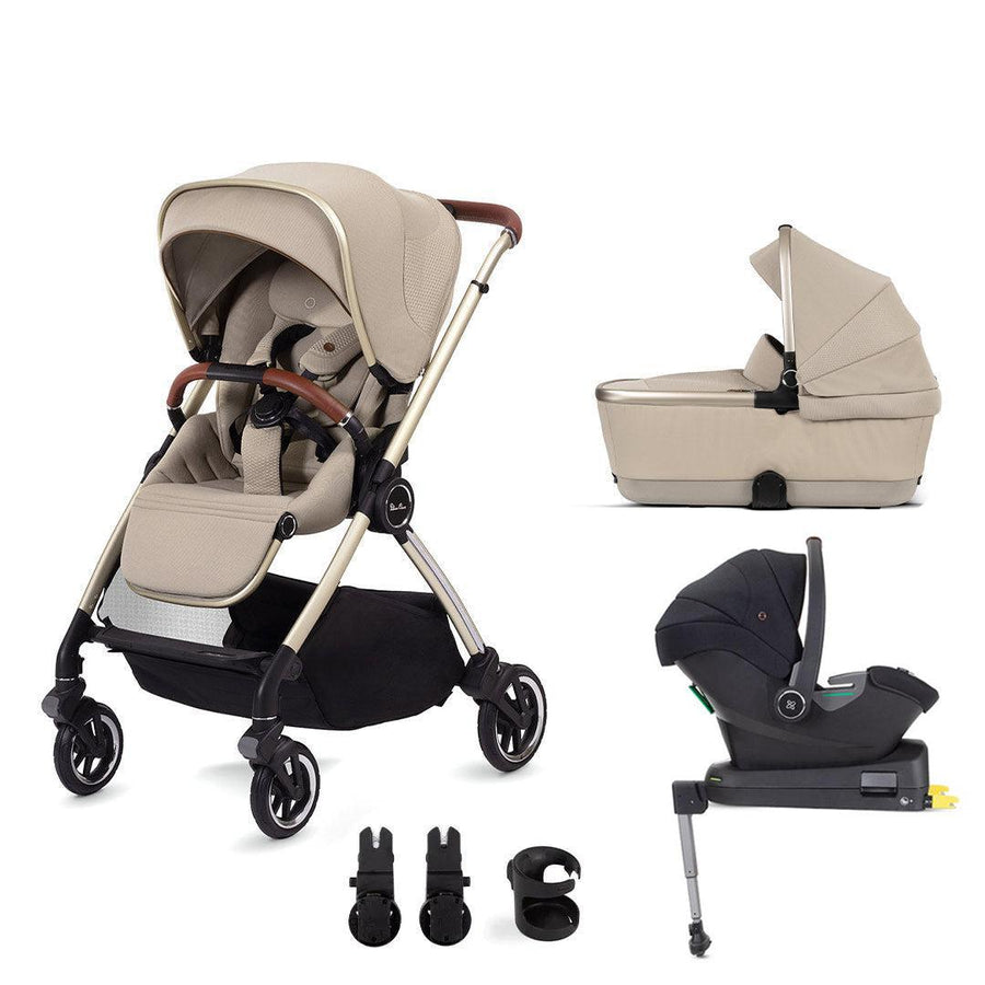Silver Cross Dune Travel System - Stone-Travel Systems-First Bed Folding Carrycot- | Natural Baby Shower