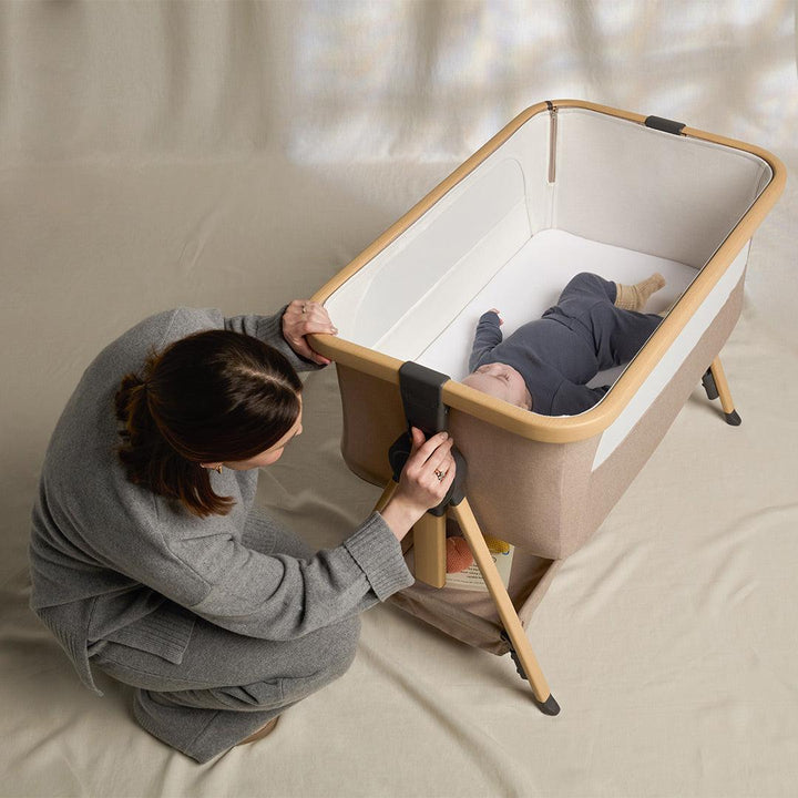 Silver Cross Lunar Bedside Crib - Oatmeal-Bedside Cribs-Oatmeal- | Natural Baby Shower