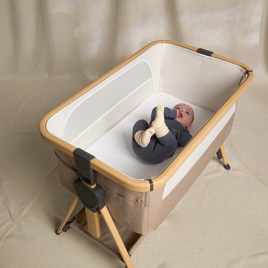 Silver Cross Lunar Bedside Crib - Oatmeal-Bedside Cribs-Oatmeal- | Natural Baby Shower
