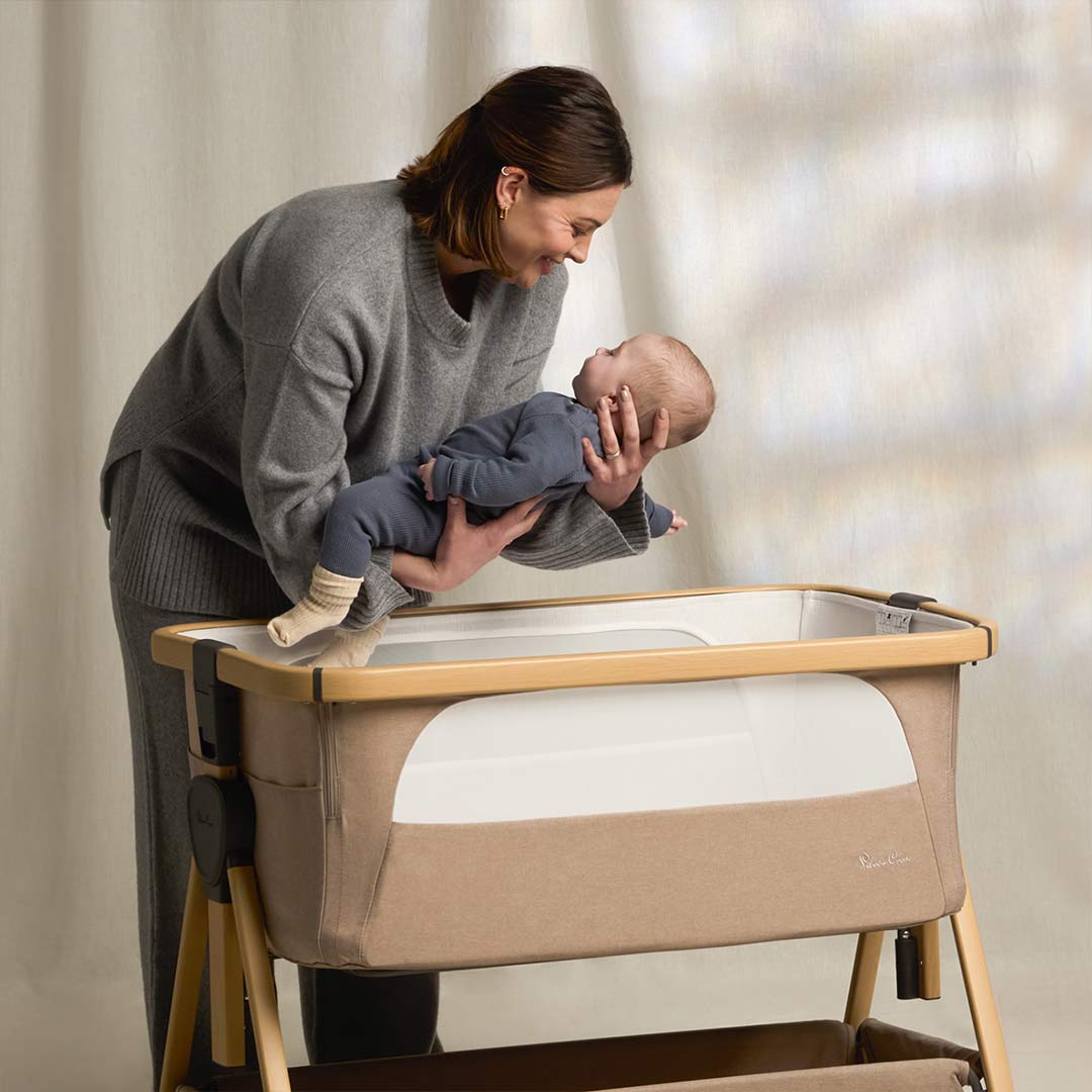 Silver Cross Lunar Bedside Crib - Oatmeal-Bedside Cribs-Oatmeal- | Natural Baby Shower