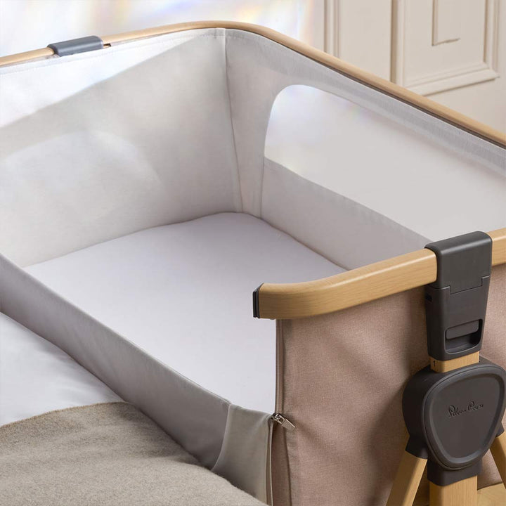 Silver Cross Lunar Bedside Crib - Oatmeal-Bedside Cribs-Oatmeal- | Natural Baby Shower