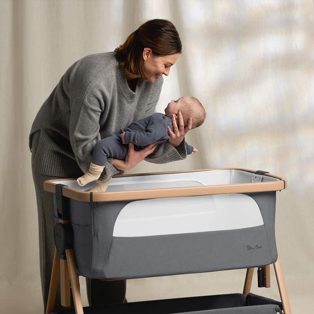 Silver Cross Lunar Bedside Crib - Whisper Grey-Bedside Cribs-Whisper Grey- | Natural Baby Shower