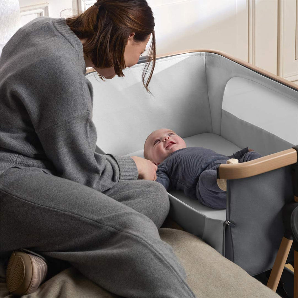 Silver Cross Lunar Bedside Crib - Whisper Grey-Bedside Cribs-Whisper Grey- | Natural Baby Shower