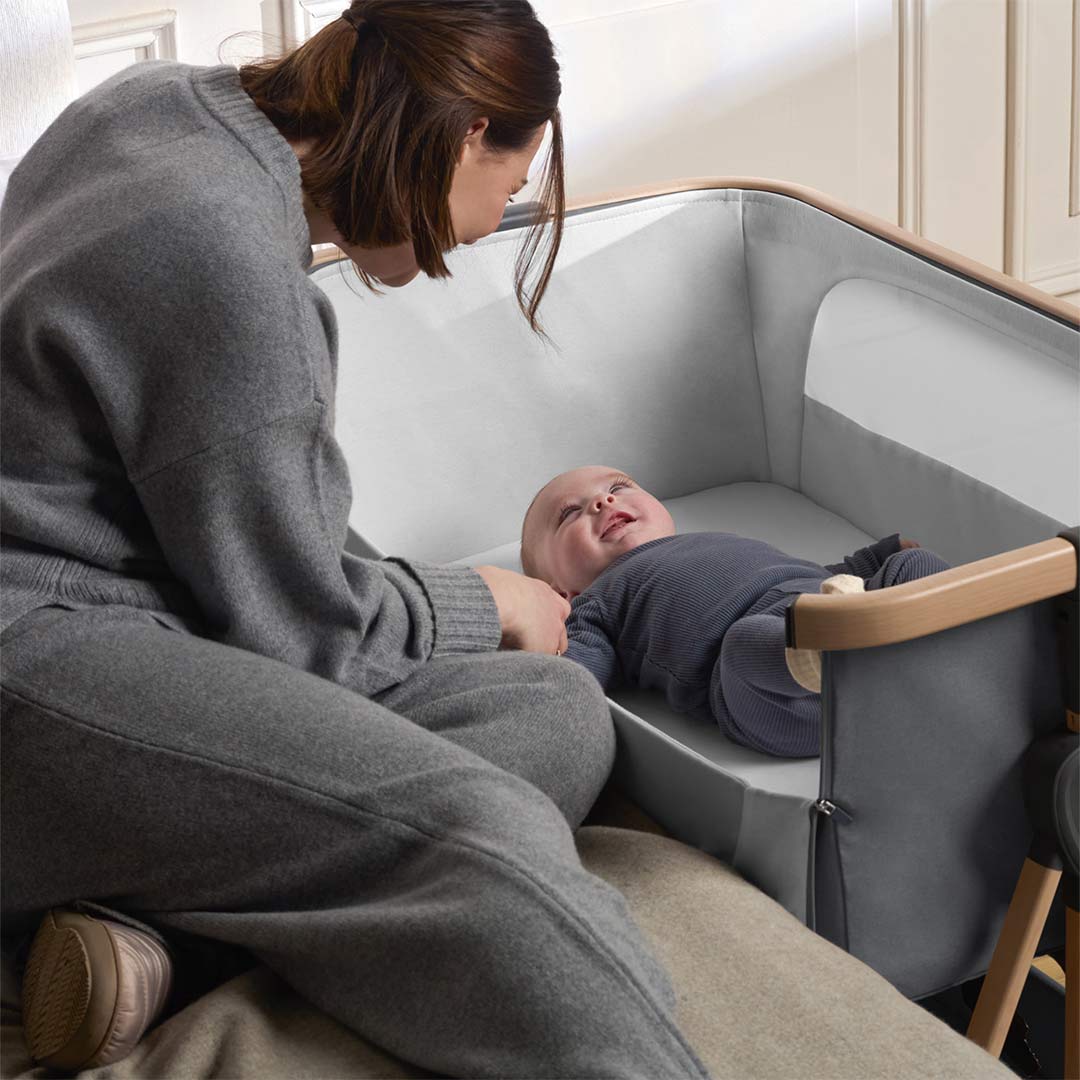 Silver Cross Lunar Bedside Crib - Whisper Grey-Bedside Cribs-Whisper Grey- | Natural Baby Shower
