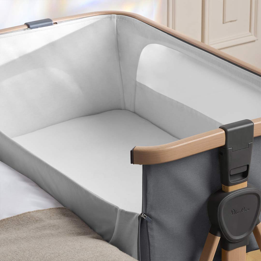 Silver Cross Lunar Bedside Crib - Whisper Grey-Bedside Cribs-Whisper Grey- | Natural Baby Shower