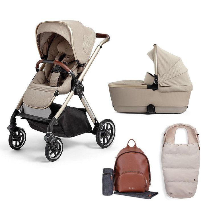 Silver Cross Reef Pushchair - Stone-Strollers-Fashion Pack-First Bed Folding Carrycot | Natural Baby Shower