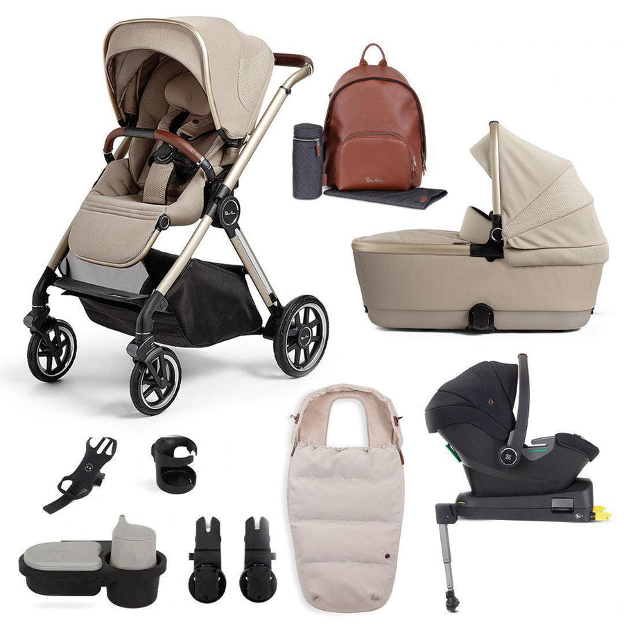 Silver Cross Reef Ultimate Travel System - Stone-Travel Systems-First Bed Folding Carrycot- | Natural Baby Shower