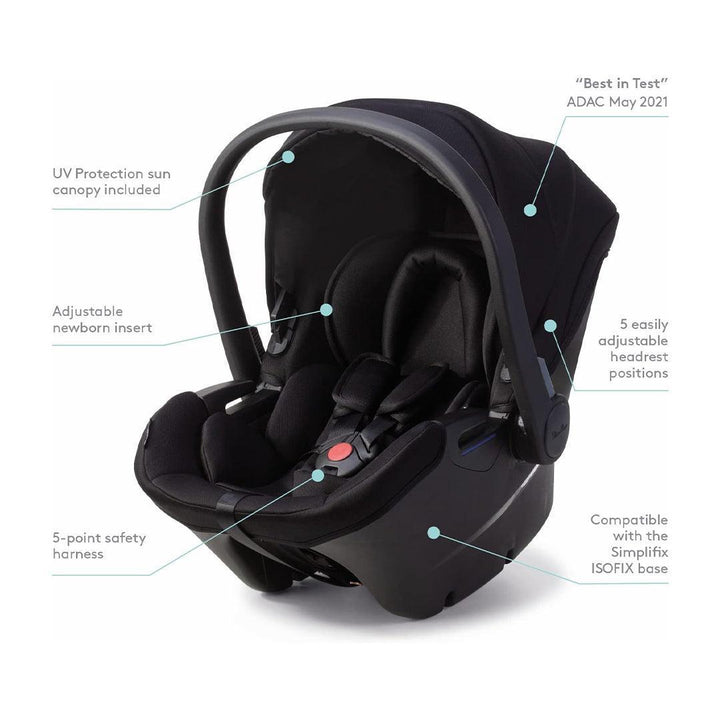 [Bundled] Silver Cross Simplicity Plus Car Seat + Simplifix Base (2022) - Black-Car Seats- | Natural Baby Shower