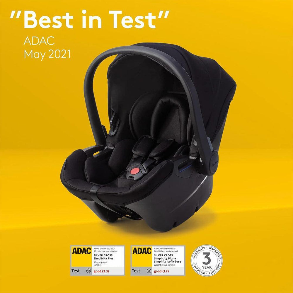 [Bundled] Silver Cross Simplicity Plus Car Seat + Simplifix Base (2022) - Black-Car Seats- | Natural Baby Shower