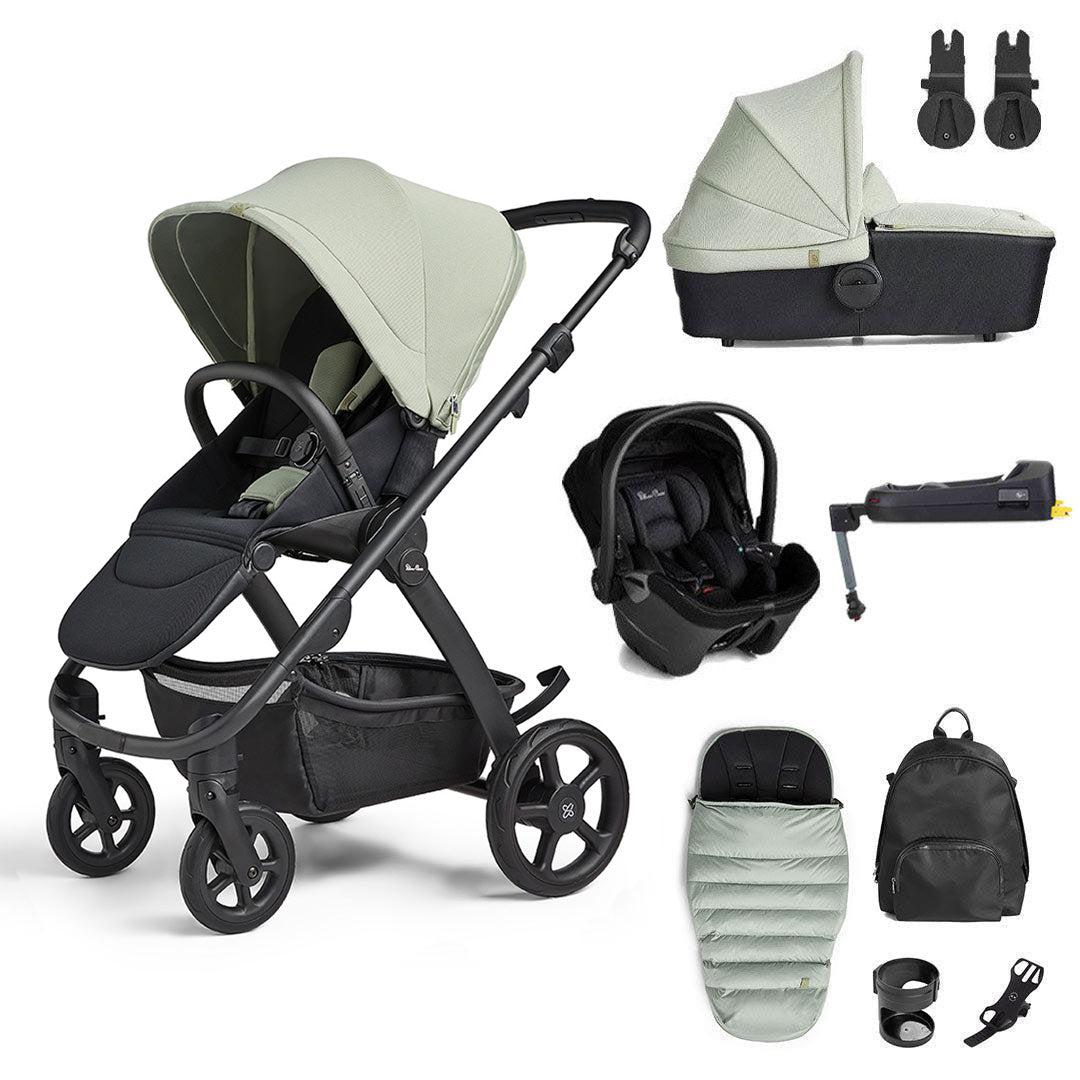 Silver Cross Tide 3-In-1 Pushchair + Dream Travel System - Sage - Black Chassis-Travel Systems-Sage-With Accessory Box | Natural Baby Shower