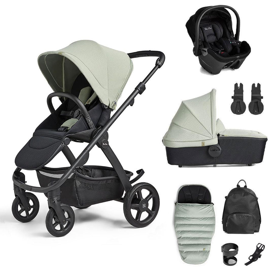 Silver Cross Tide 3-In-1 Pushchair + Dream Travel System - Sage - Black Chassis-Travel Systems-Sage-With Accessory Box | Natural Baby Shower