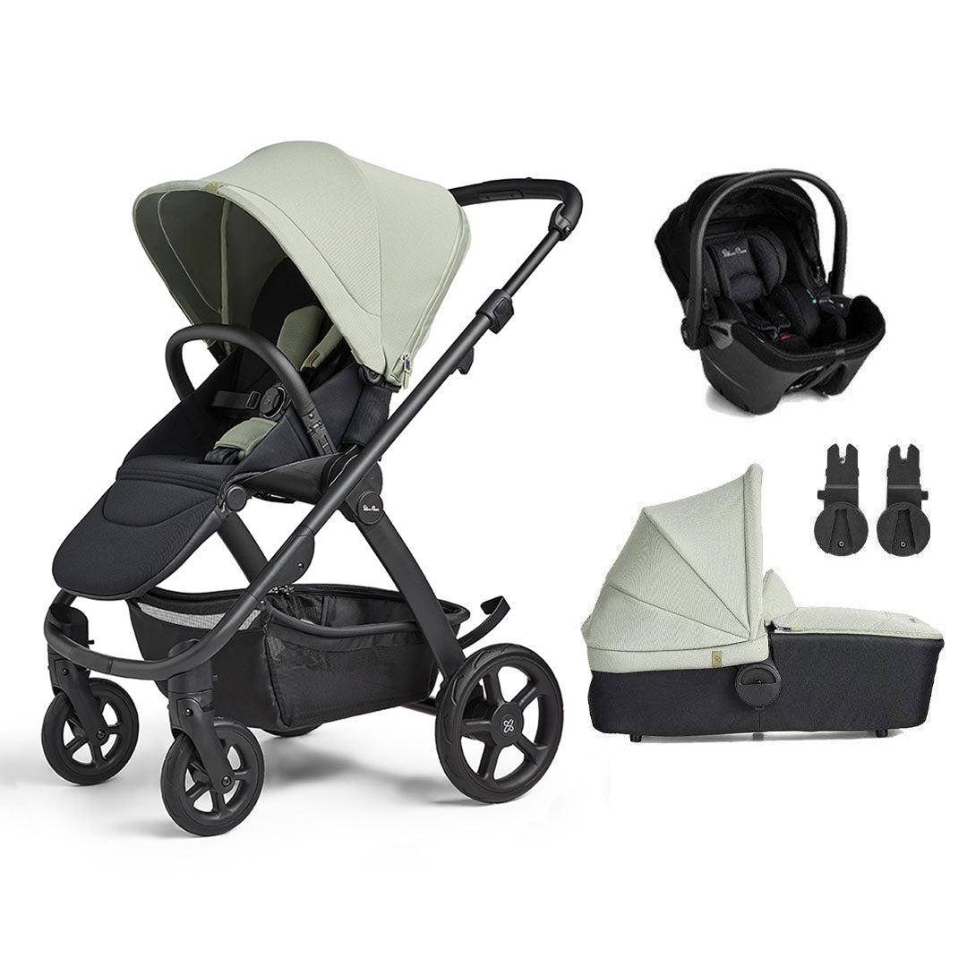 Silver Cross Tide 3-In-1 Pushchair + Dream Travel System - Sage - Black Chassis-Travel Systems-Sage-No Accessory Box | Natural Baby Shower