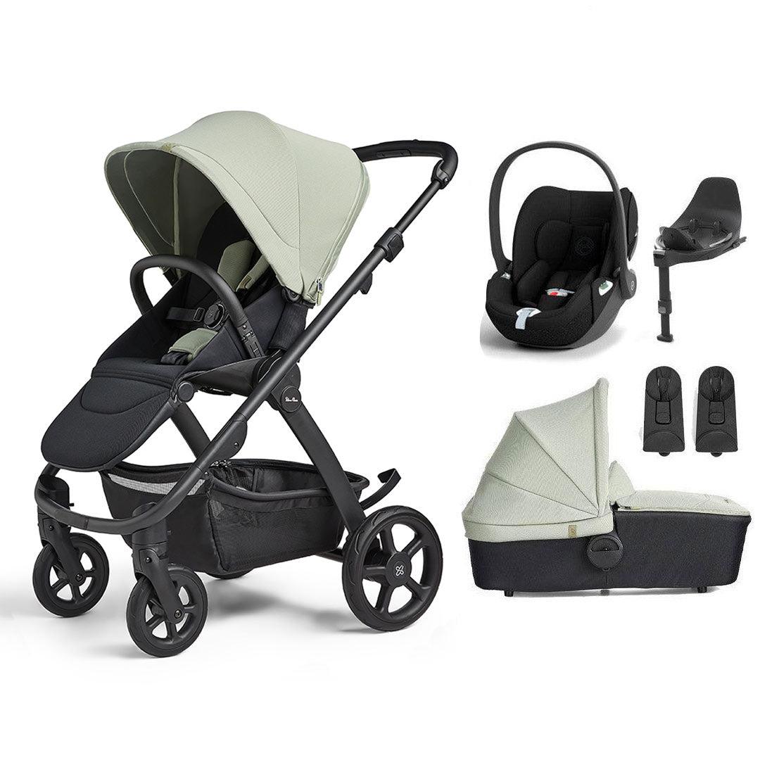 Silver Cross Tide 3-in-1 Pushchair + Cloud T Travel System - Sage - Black Chassis-Travel Systems-Sage-No Accessory Box | Natural Baby Shower