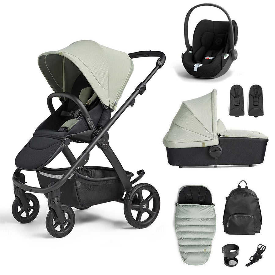 Silver Cross Tide 3-in-1 Pushchair + Cloud T Travel System - Sage - Black Chassis-Travel Systems-Sage-With Accessory Box | Natural Baby Shower