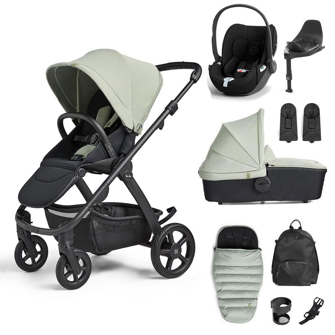 Silver Cross Tide 3-in-1 Pushchair + Cloud T Travel System - Sage - Black Chassis-Travel Systems-Sage-With Accessory Box | Natural Baby Shower