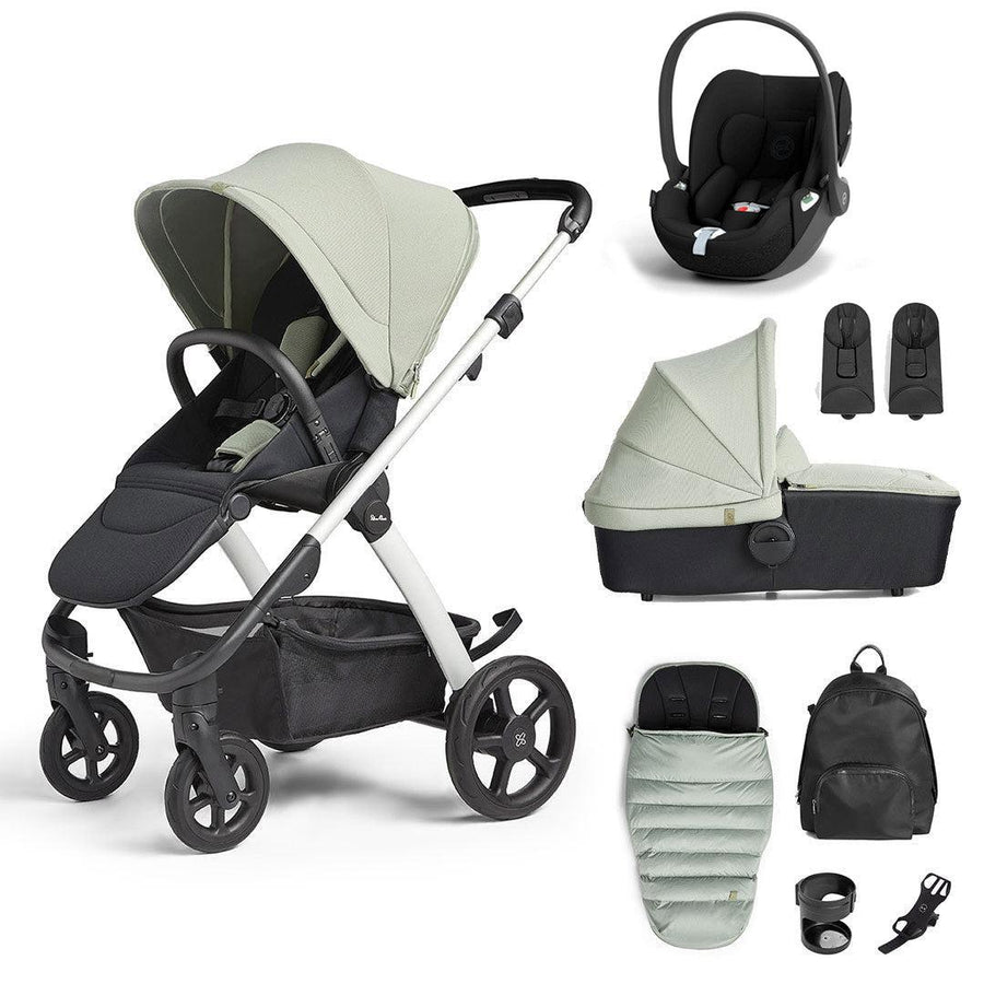 Silver Cross Tide 3-in-1 Pushchair + Cloud T Travel System - Sage-Travel Systems-Sage-With Accessory Box | Natural Baby Shower