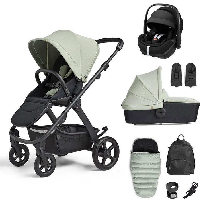 Silver Cross Tide 3-in-1 Pushchair + Pebble 360 Pro Travel System - Sage - Black Chassis-Travel Systems-Sage-With Accessory Box | Natural Baby Shower