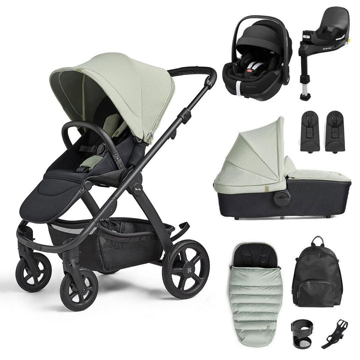 Silver Cross Tide 3-in-1 Pushchair + Pebble 360 Pro Travel System - Sage - Black Chassis-Travel Systems-Sage-With Accessory Box | Natural Baby Shower