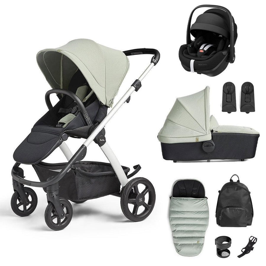 Silver Cross Tide 3-in-1 Pushchair + Pebble 360 Pro Travel System - Sage-Travel Systems-Sage-With Accessory Box | Natural Baby Shower