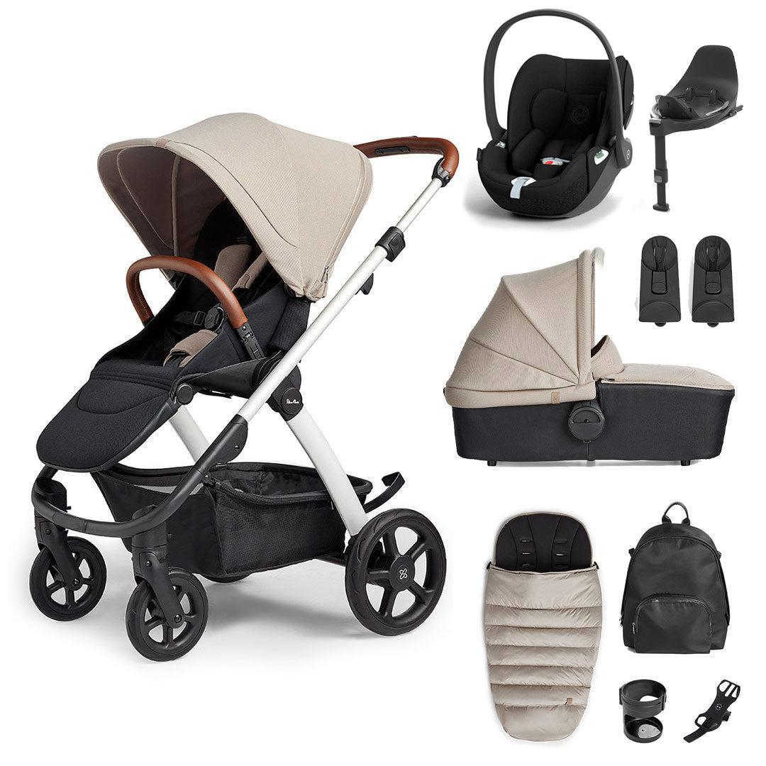 Silver Cross Tide 3-in-1 Pushchair + Cloud T Travel System - Stone-Travel Systems-Stone-With Accessory Box | Natural Baby Shower