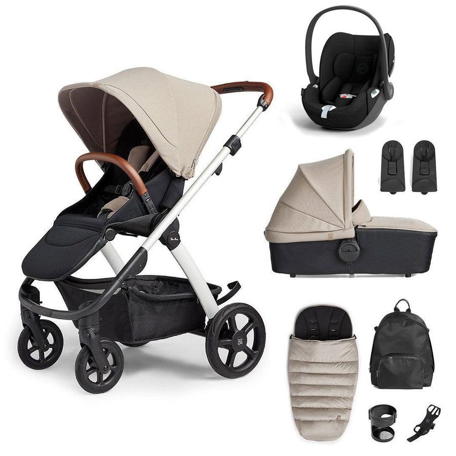 Silver Cross Tide 3-in-1 Pushchair + Cloud T Travel System - Stone-Travel Systems-Stone-With Accessory Box | Natural Baby Shower