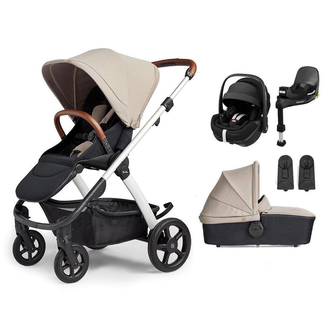 Silver Cross Tide 3-in-1 Pushchair + Pebble 360 Pro Travel System - Stone-Travel Systems-Stone-No Accessory Box | Natural Baby Shower