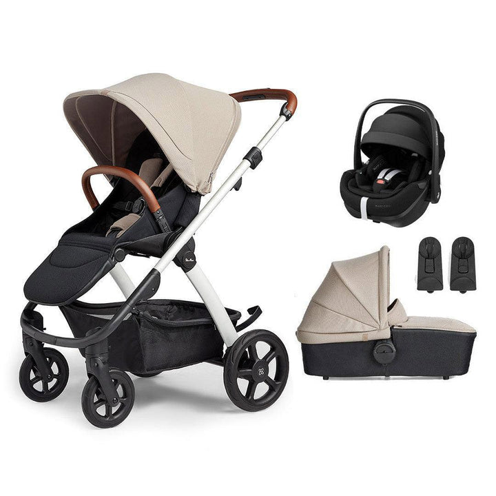 Silver Cross Tide 3-in-1 Pushchair + Pebble 360 Pro Travel System - Stone-Travel Systems-Stone-No Accessory Box | Natural Baby Shower