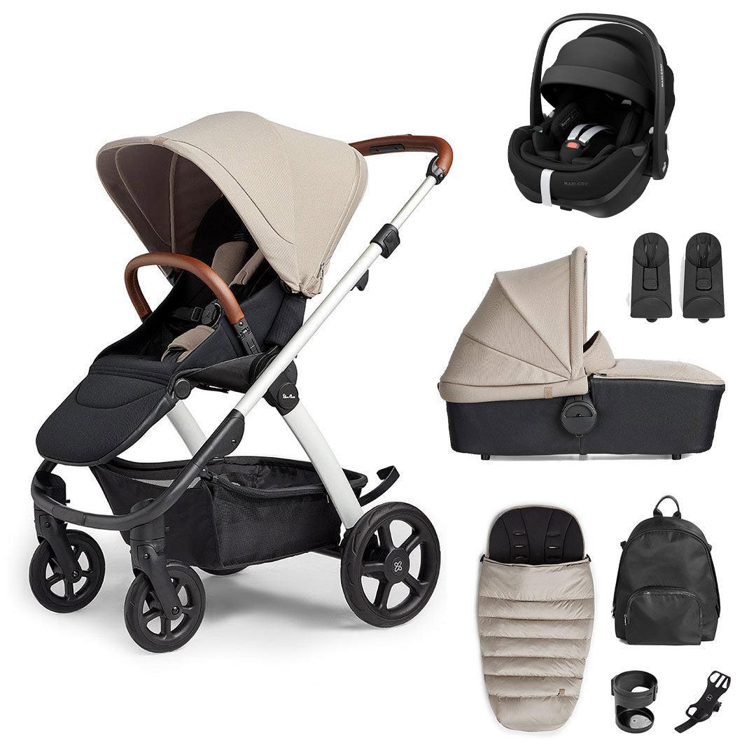 Silver Cross Tide 3-in-1 Pushchair + Pebble 360 Pro Travel System - Stone-Travel Systems-Stone-With Accessory Box | Natural Baby Shower