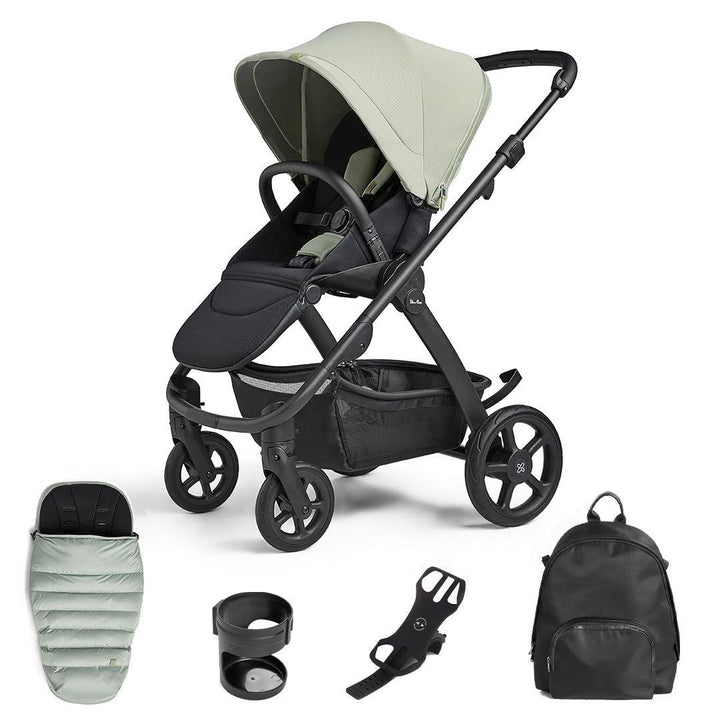 Silver Cross Tide 3-in-1 Pushchair + Pebble 360 Pro Travel System - Sage - Black Chassis-Travel Systems-Sage-No Accessory Box | Natural Baby Shower