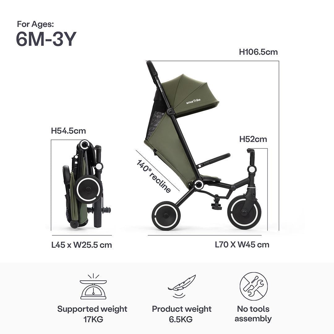smarTrike Wonder Max Trike - Sage/Olive-Trikes-Sage/Olive- | Natural Baby Shower