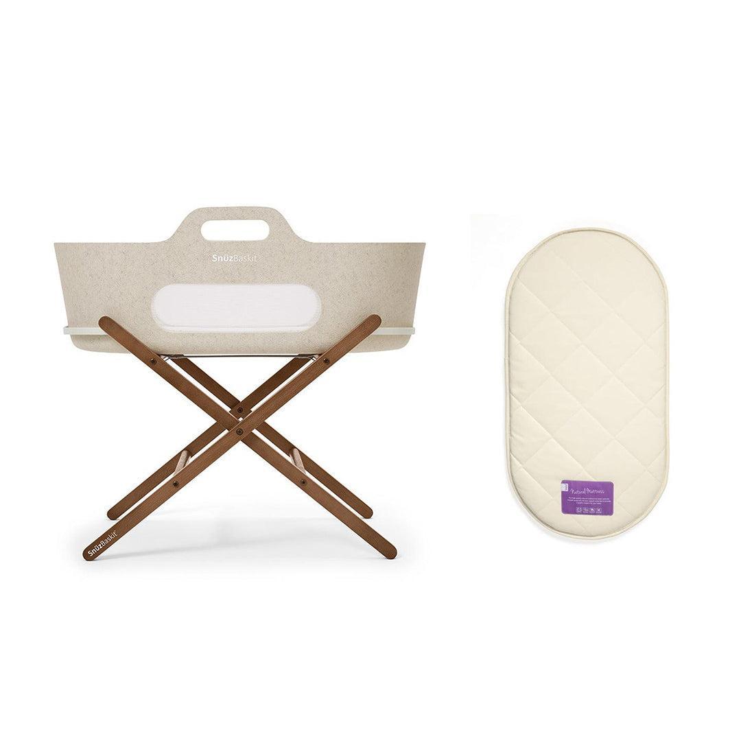 SnuzBaskit Moses Basket & Stand - Barley / Walnut-Moses Baskets-Barley / Walnut-SnuzBaskit Natural Moses Basket Mattress | Natural Baby Shower